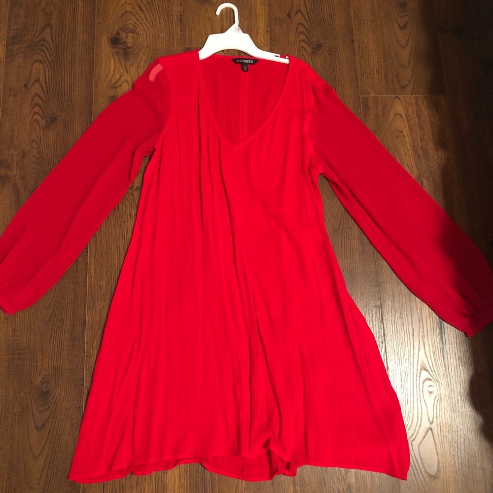 Express sheer red dress Sz s